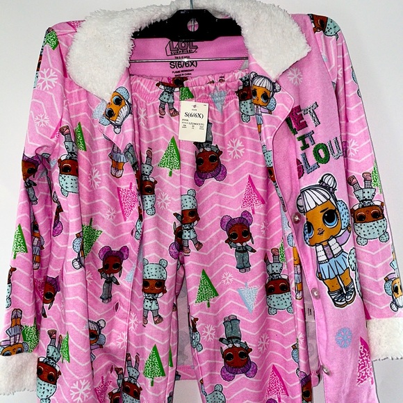 New Lol girls  pink 2pc pajama set sz s 6/6x - Picture 3 of 5